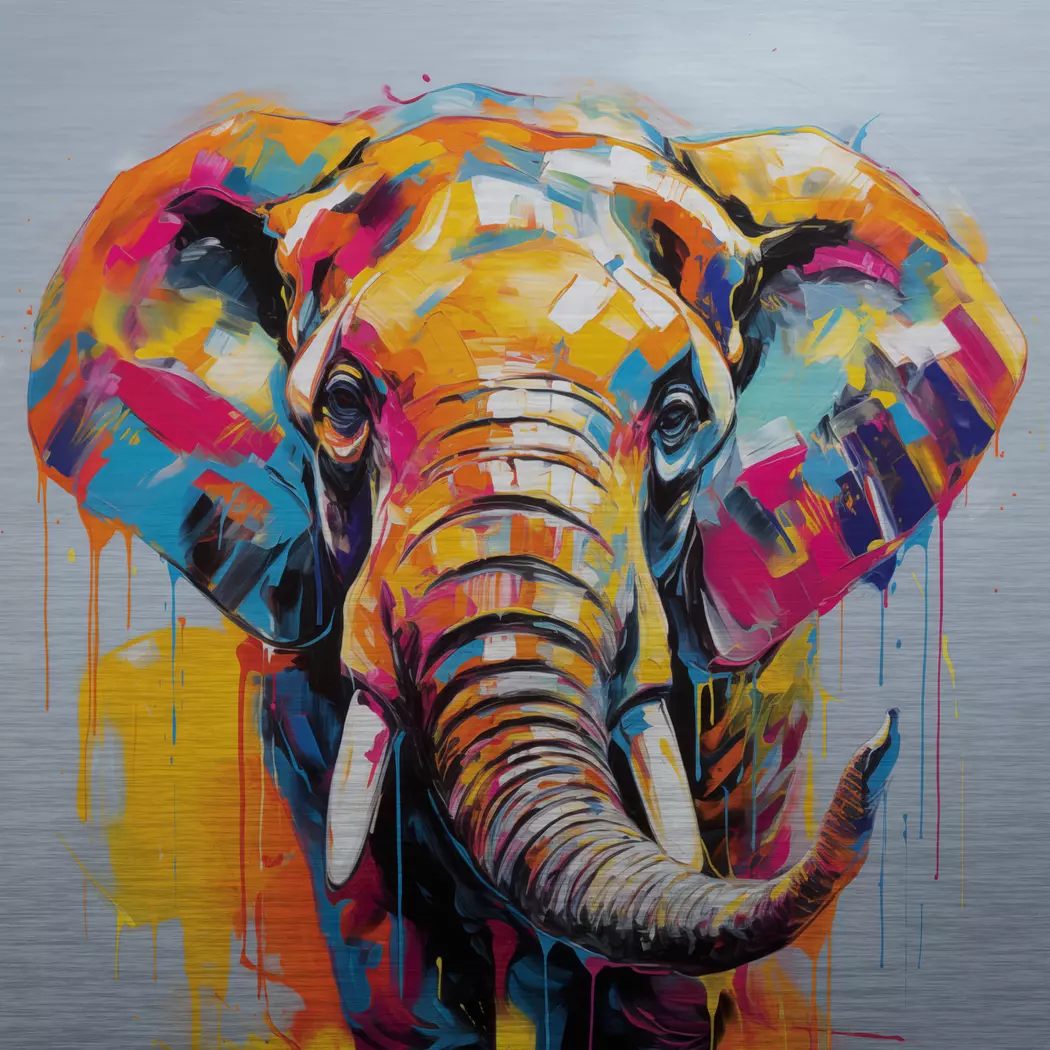 Wandbild 50 x 50 cm Coloured Elephant I