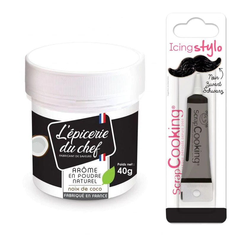 Arôme alimentaire naturel en poudre de Noix de coco 40 g + Stylo glaça