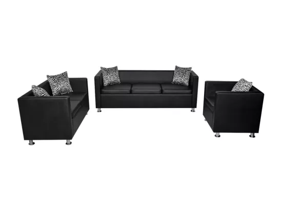 Jeu de canapé à 2 places et à 3 places et fauteuil Noir