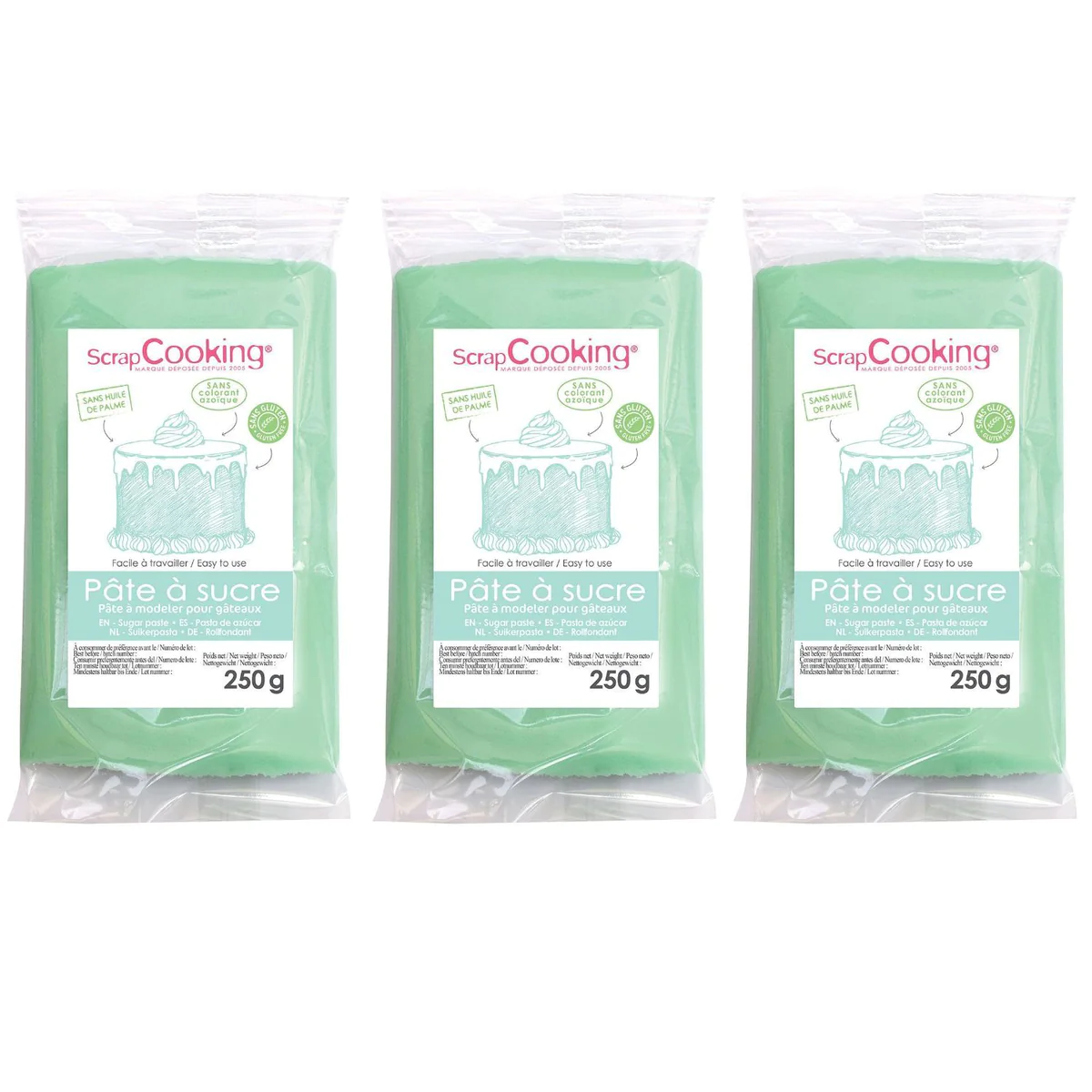 Pâte à sucre vert d'eau 750 g Scrapcooking
