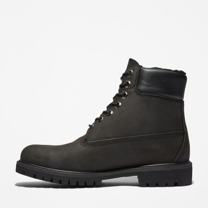 Bota de inverno impermeável Timberland Premium de 6 polegadas para homem, na cor preta.