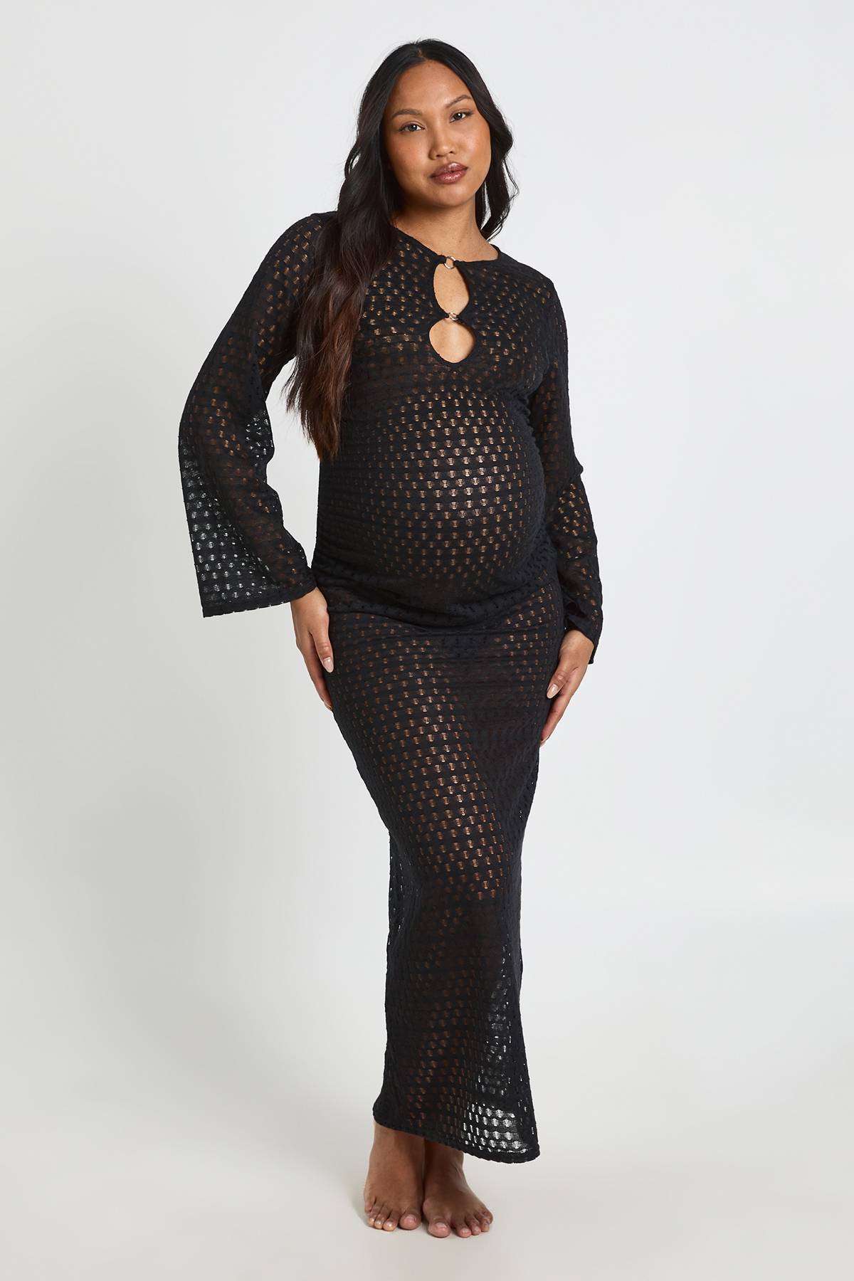 boohoo Robe De Plage De Maternité À Détail Anneau En O