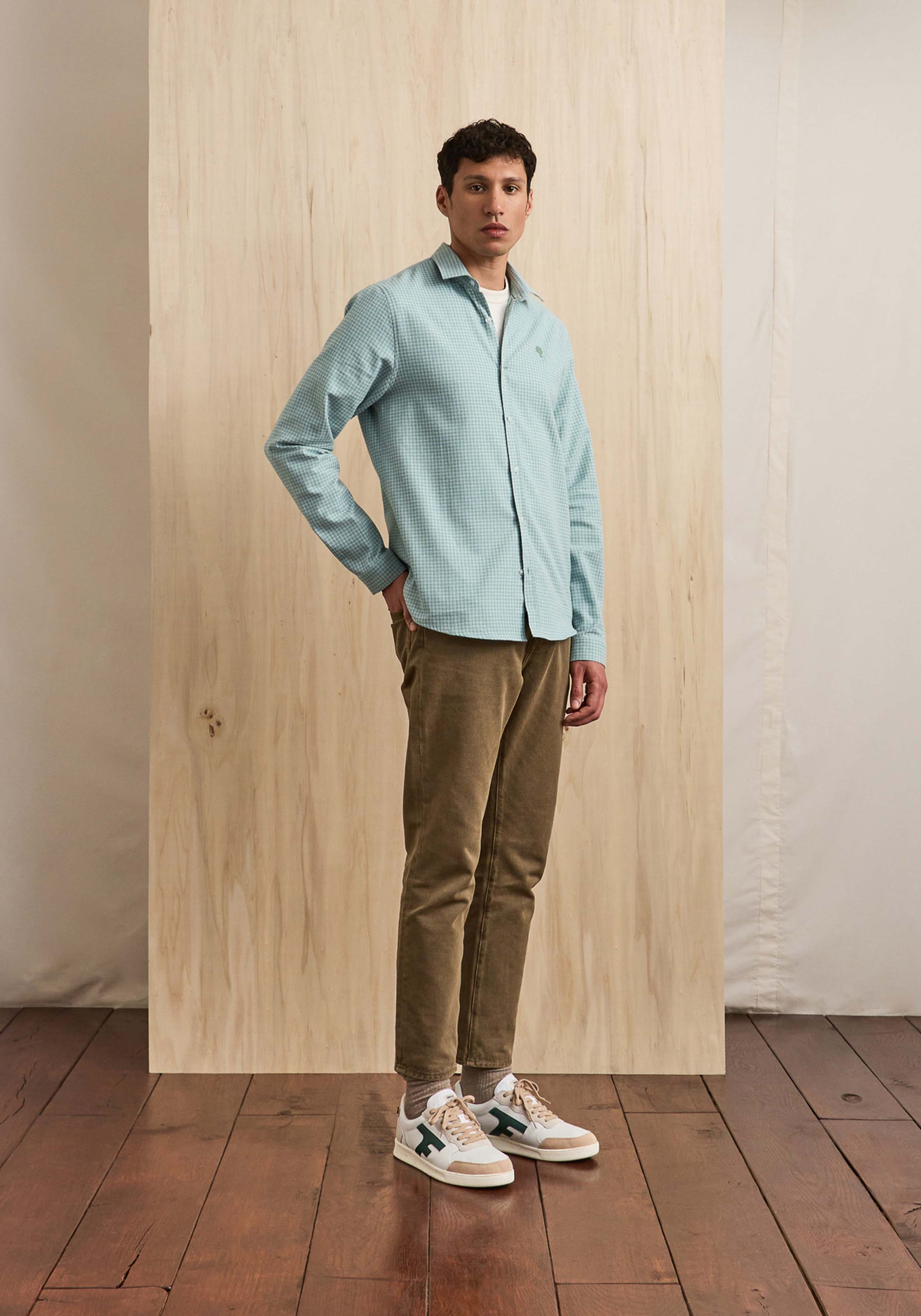 Faguo Hemd Iraty Shirt Woven Green/Light Blue