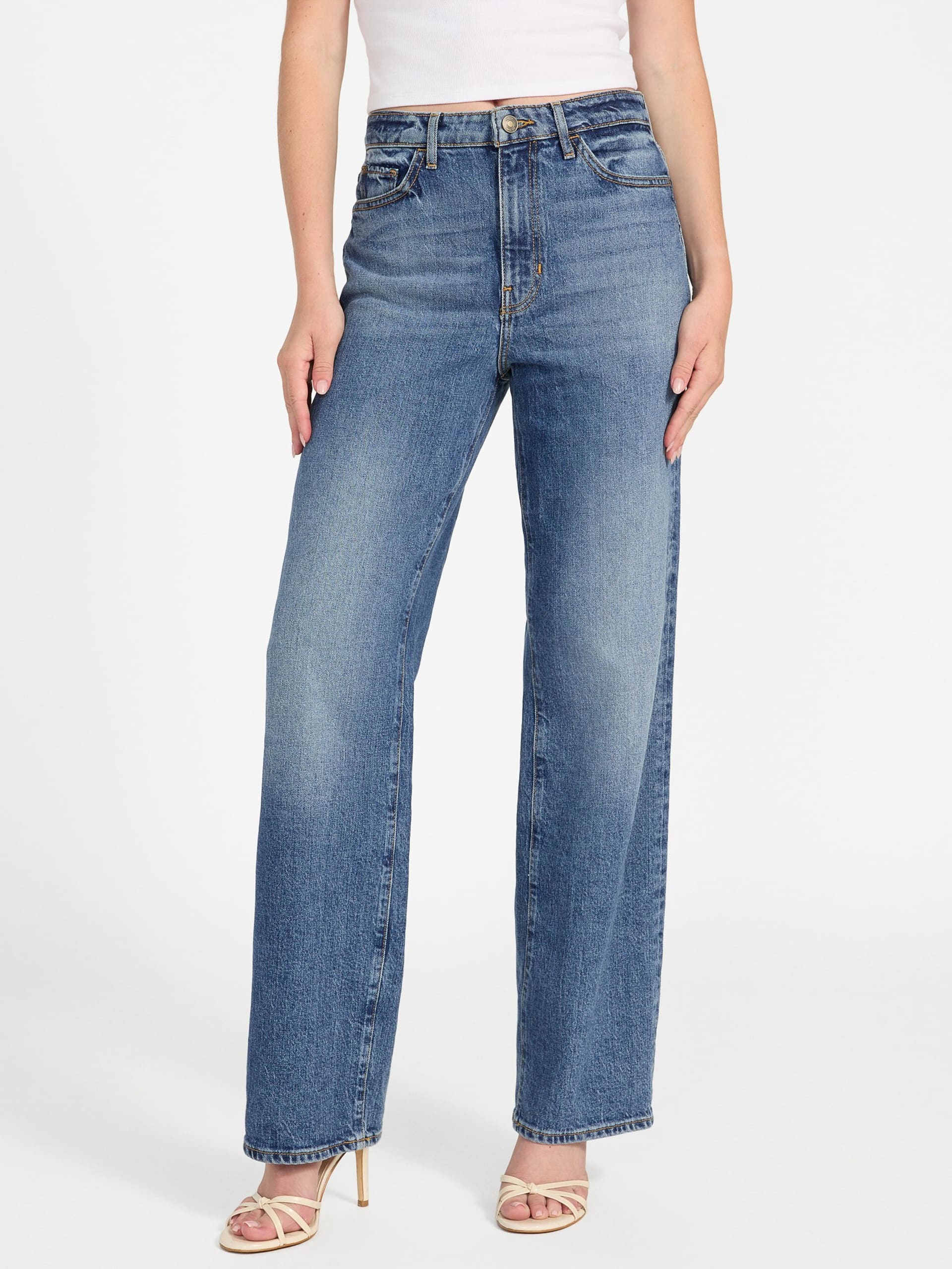 Calça jeans reta de cintura alta ecológica