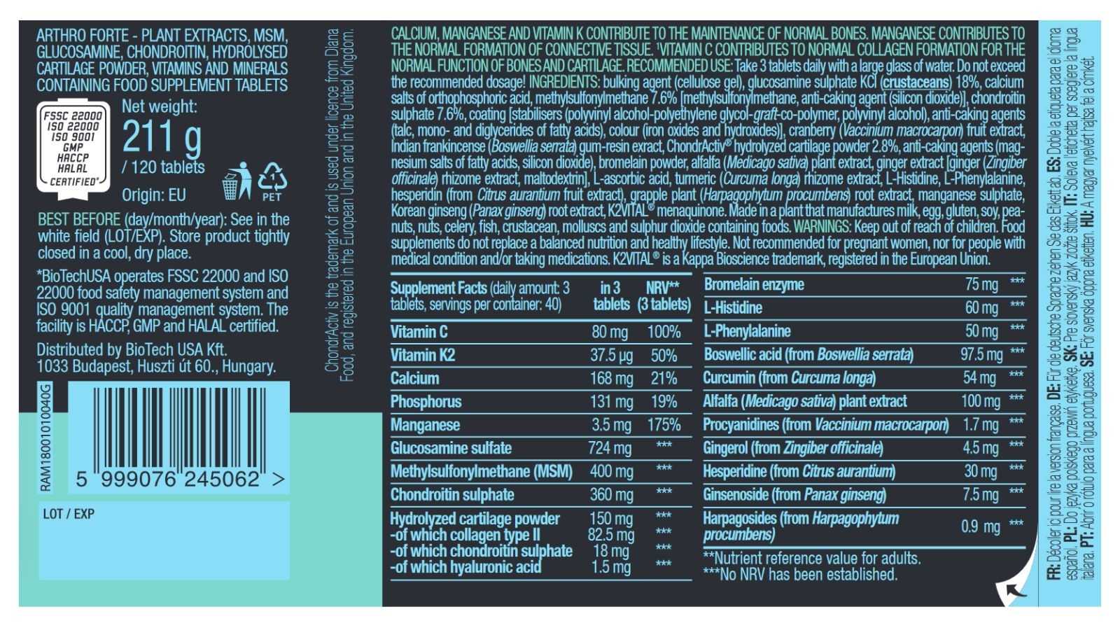 Biotech USA Arthro Strong 120 comprimidos