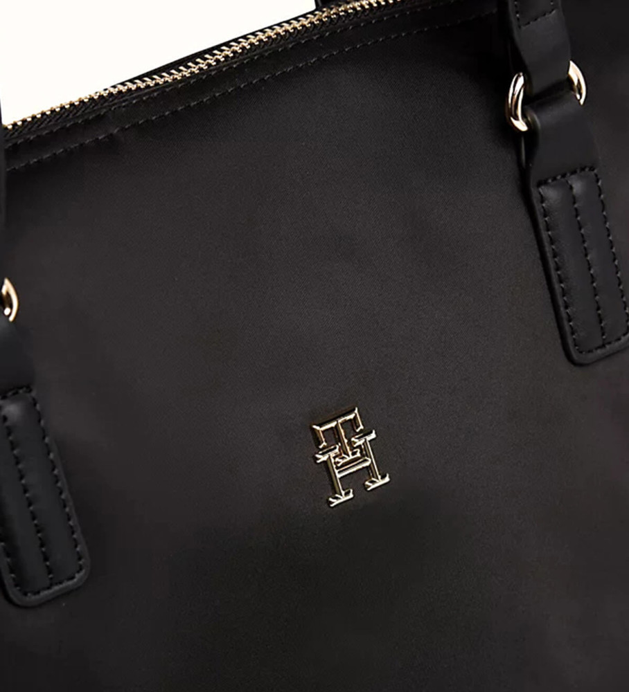 Bolsa tote Tommy Hilfiger com alça exclusiva, preta.
