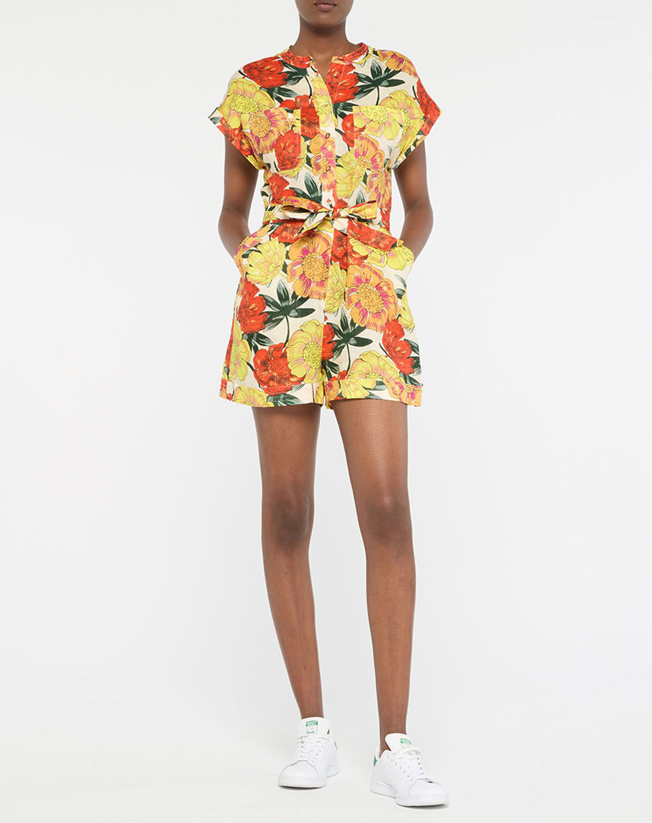 Scotch & Soda Combishort 100% Lin à fleurs multicolore