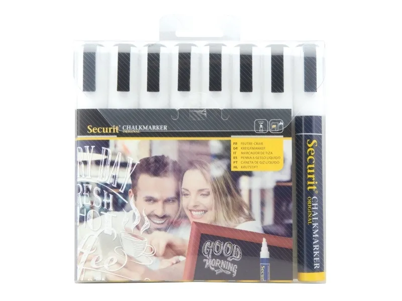 Securit® original kridtmarker sæt på otte i hvid - (12 stk.)