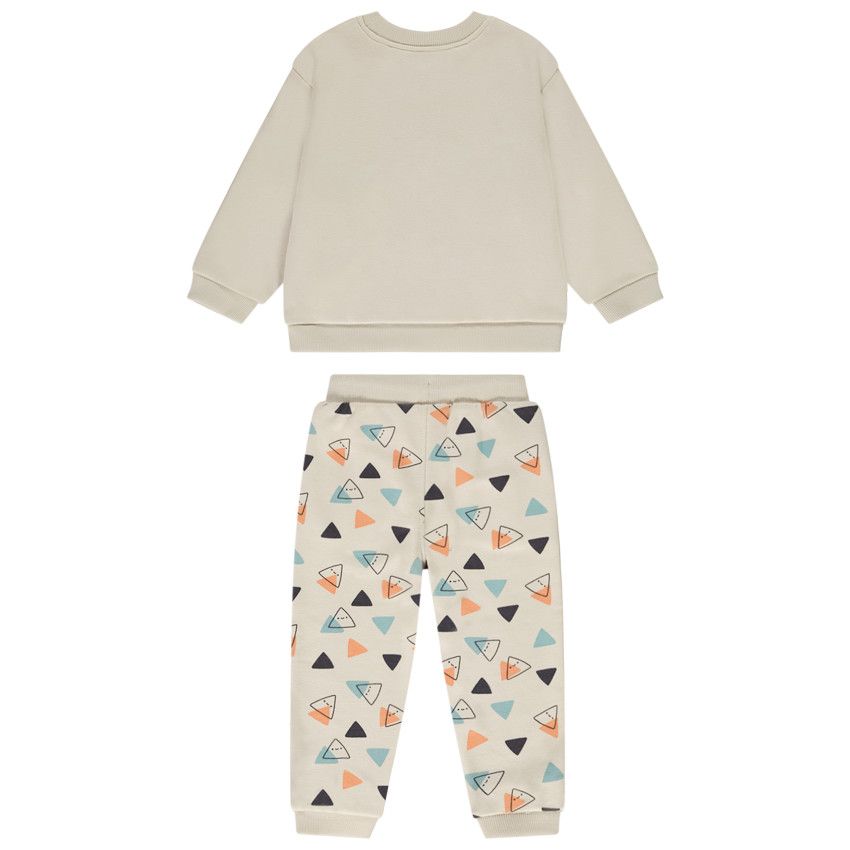 Ensemble jogging oversize motifs triangles pour bébé garçon - Ecru