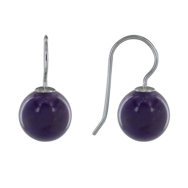 Boucles d'Oreilles Argent Billes d'Améthyste