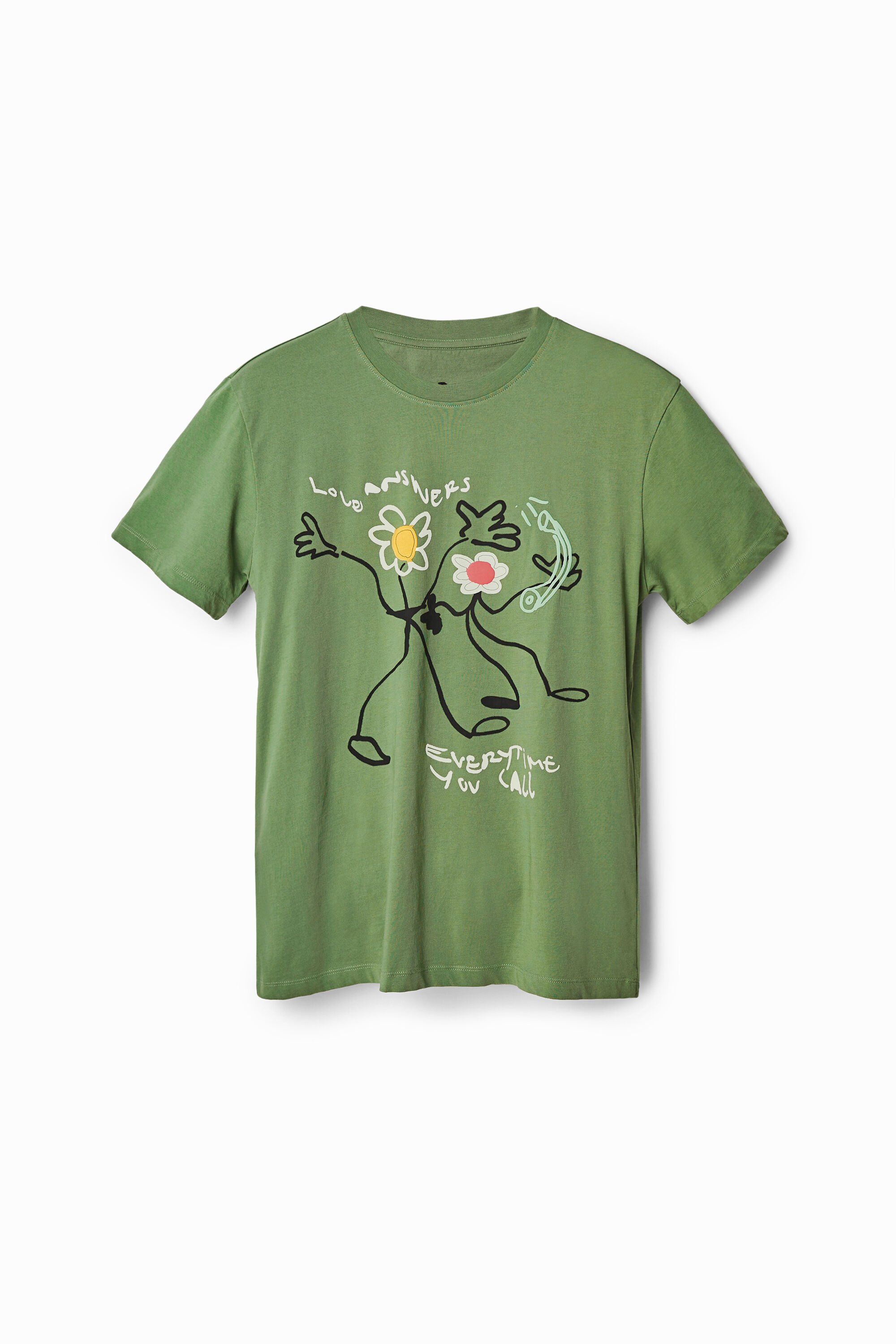 T-shirt kaki fleurs