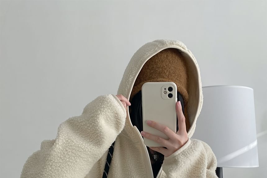 Cossita - Effen fleece hoodie met rits