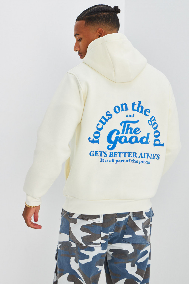 Sweat écru à capuche 