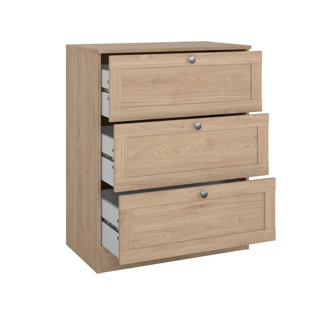 Billund KOMMODE MED 3 SKUFFER Billund Kommode 3 rammeskuffer Jackson Hickory Jackson Hickory