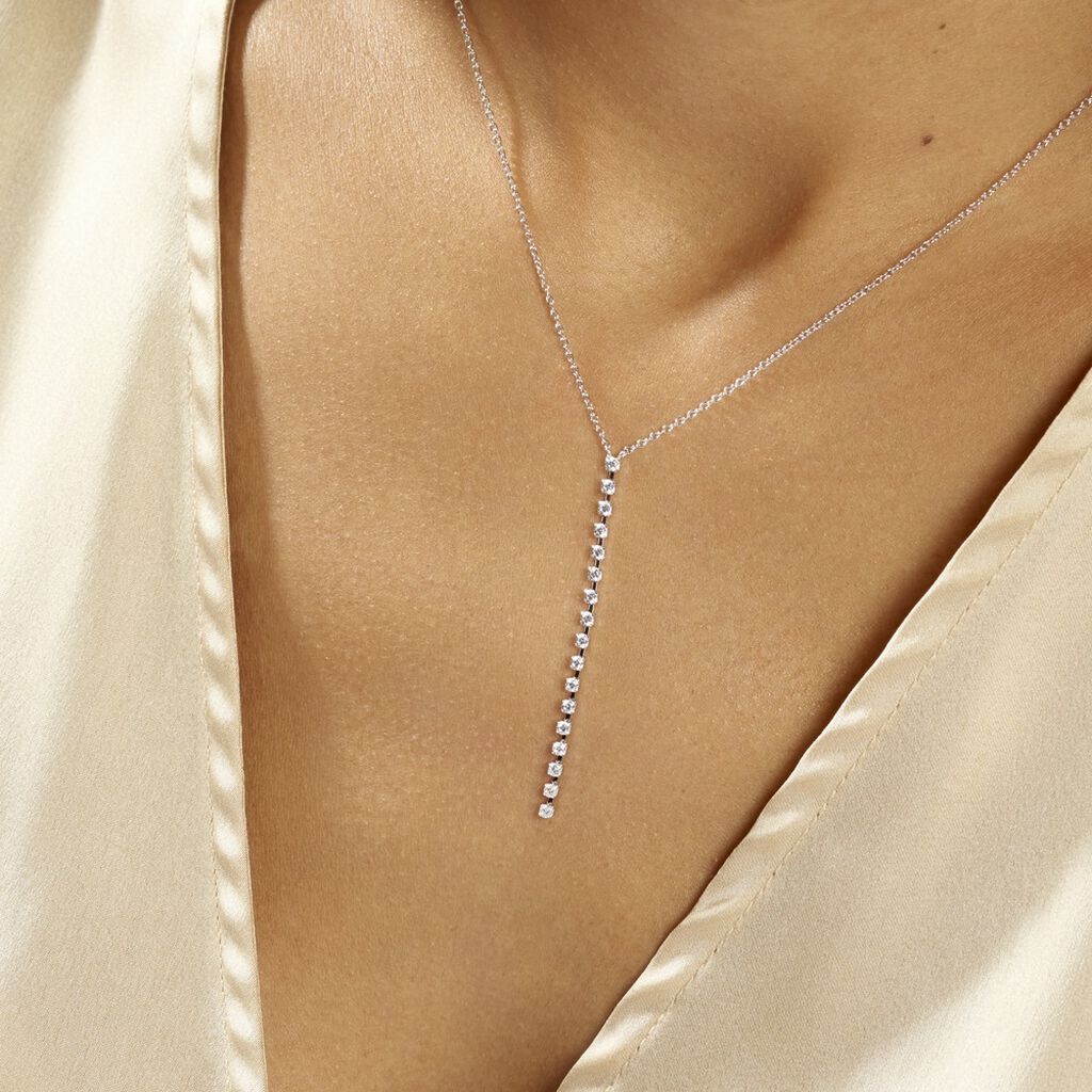 Collier Whitney Argent Blanc Oxyde De Zirconium
