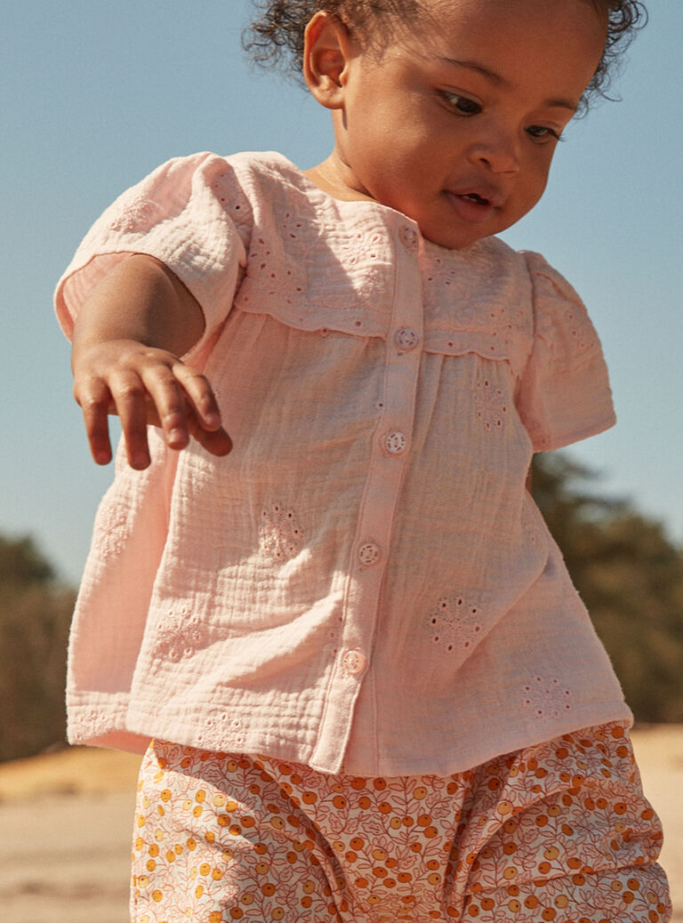 Blouse nude en double gaze de coton
