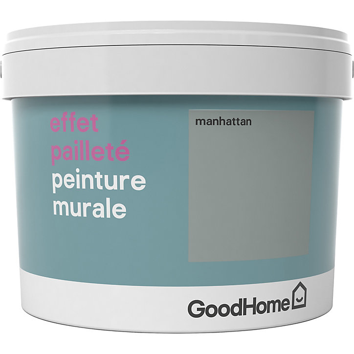 Peinture à effet paillettes GoodHome gris Manhattan 2L