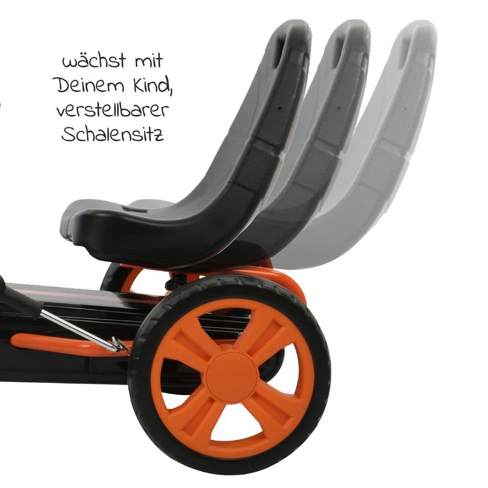 Veículo de pedal Hauck Speedster - Laranja, kart de pedal e carro de pedal com assento tipo concha ajustável (4-8 anos)