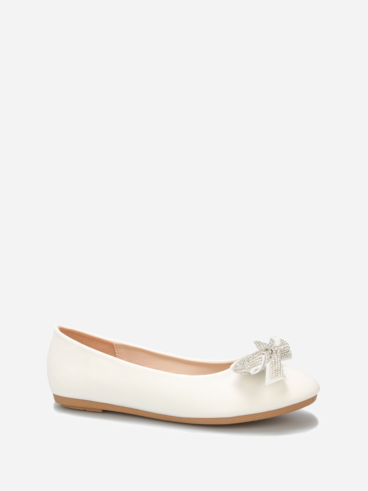 Ballerines à noeud en strass- Blanc