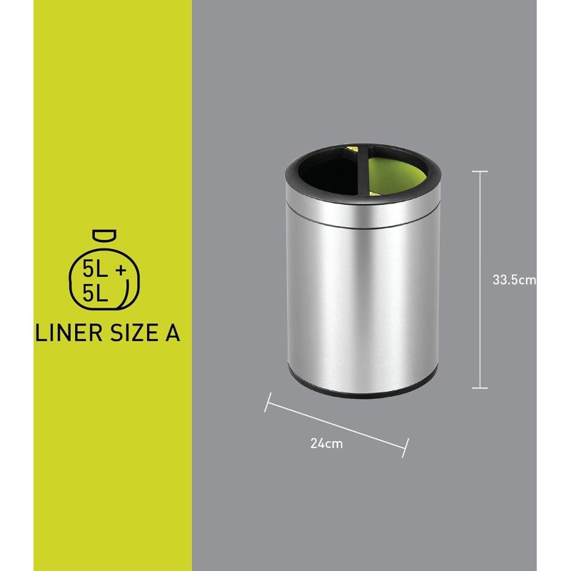 Poubelle tri sélectif Open Top ronde 2 x 5 L