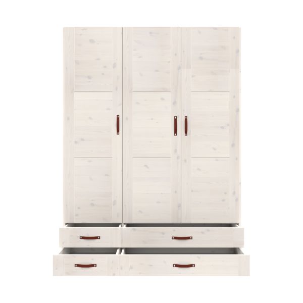 LIFETIME Kidsrooms Kledingkast 3-Deurs - 4 Laden - White Wash