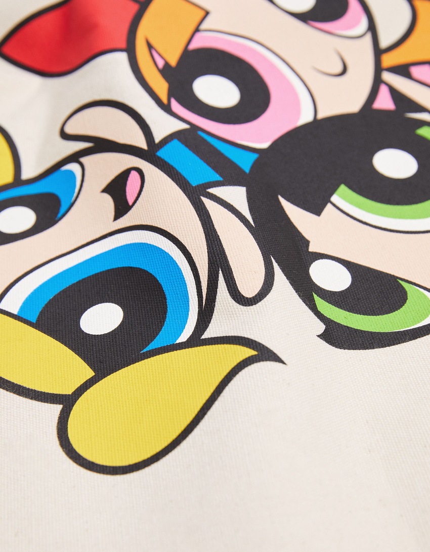 Bolsa de tecido estampada com as Meninas Superpoderosas