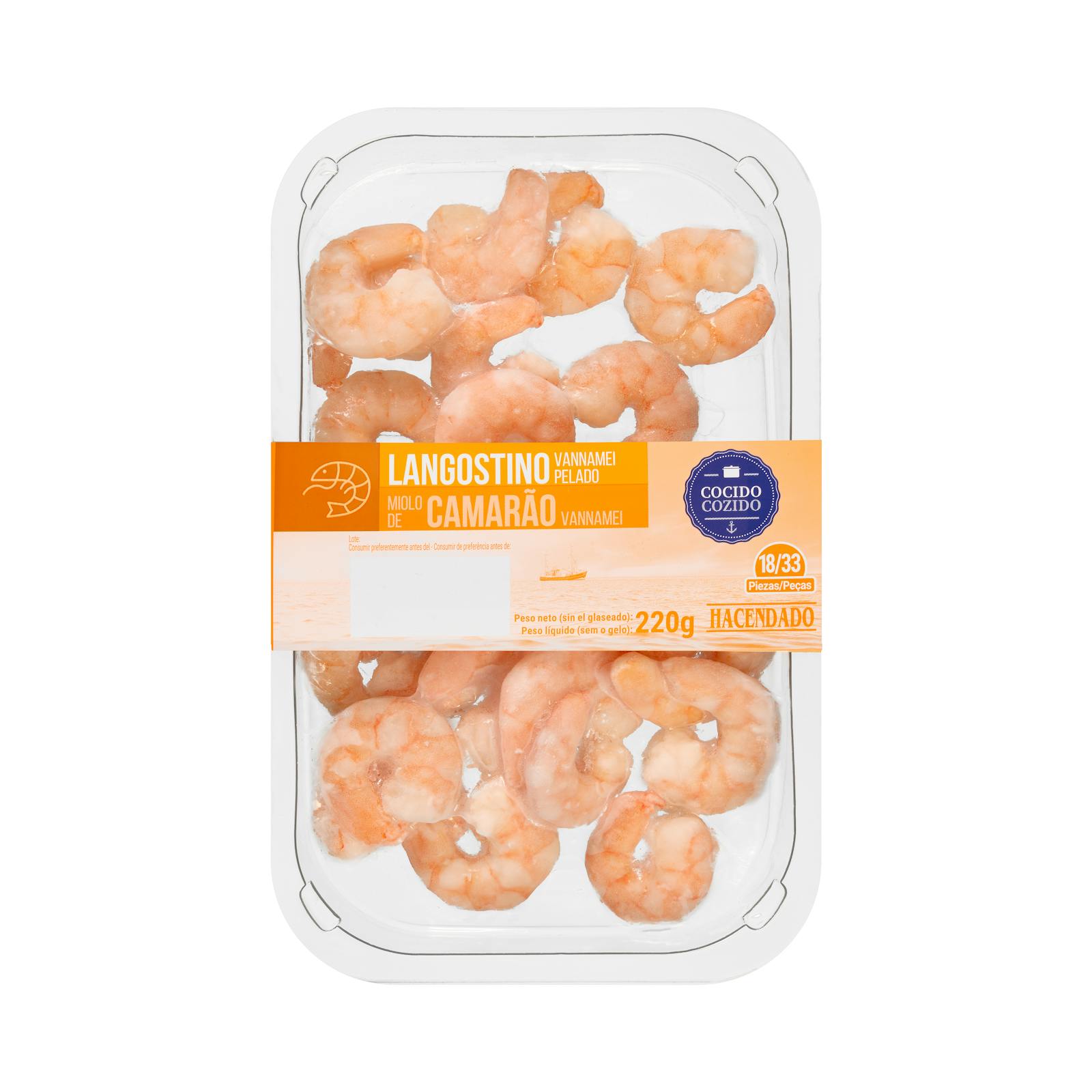 Crevettes cuites et décortiquées ultra-surgelées Hacendado