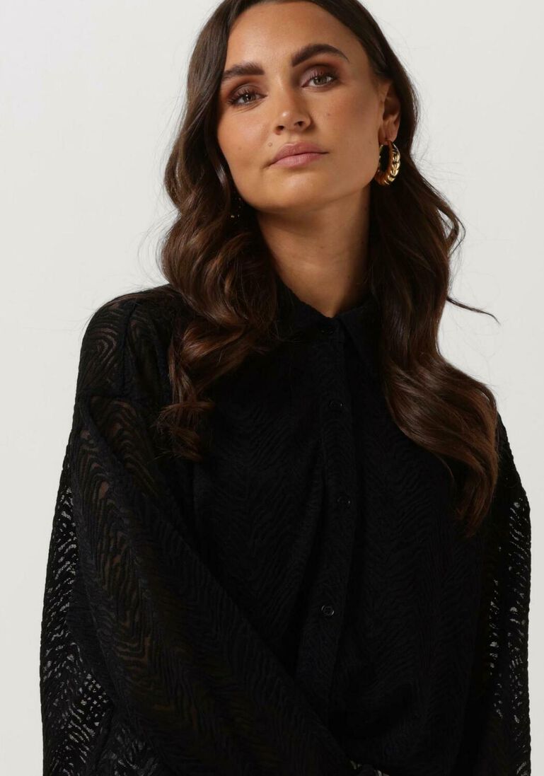 ALIX THE LABEL zwarte alix the label blouse ladies woven zebra lace blouse