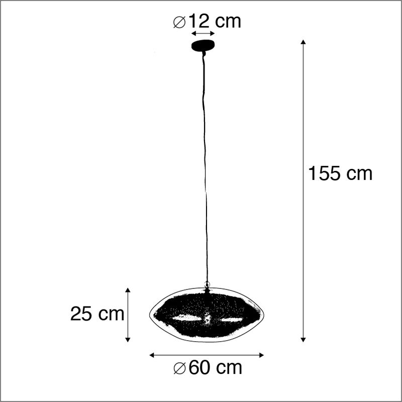 Oosterse hanglamp zwart met goud 60 cm - Radiance