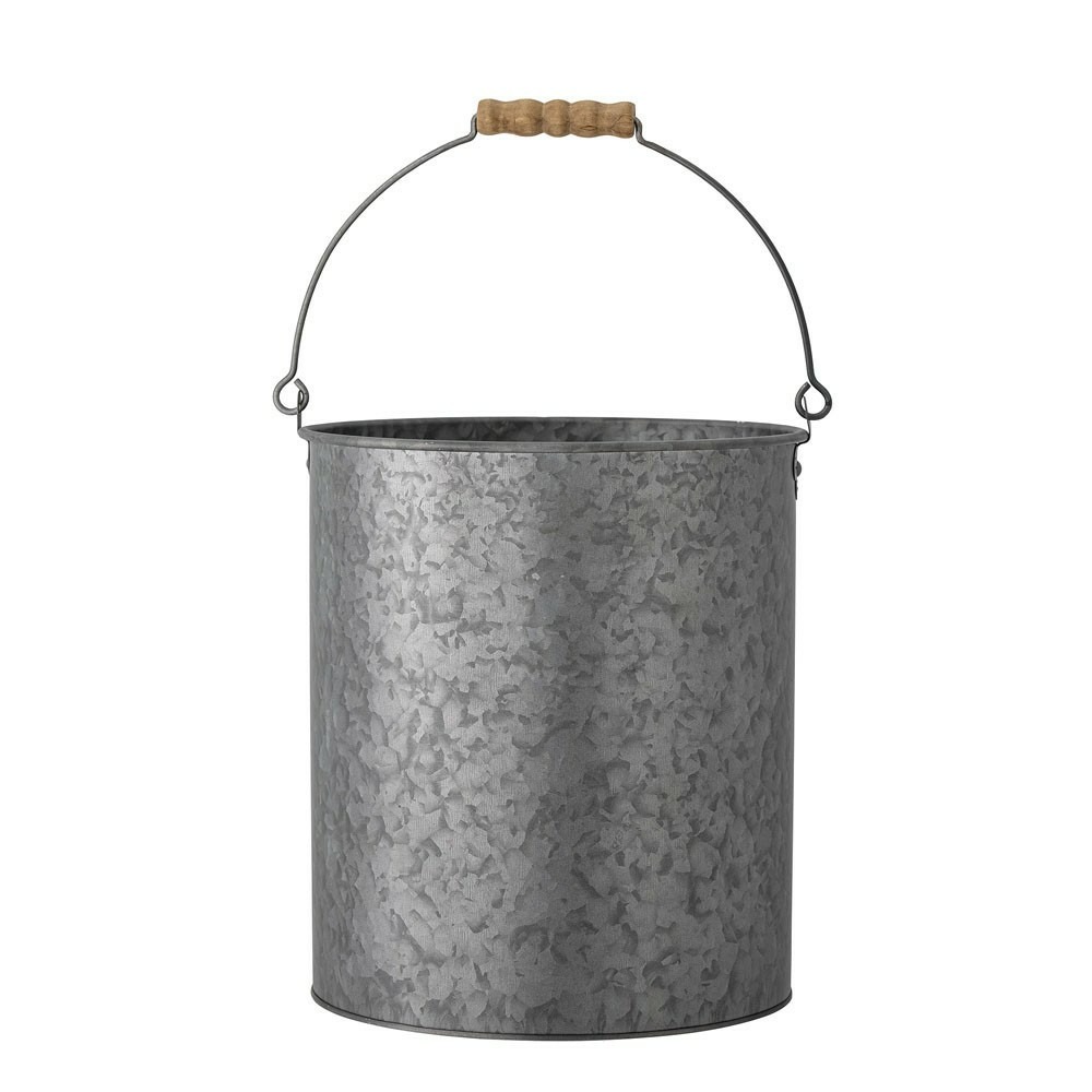 Seau rond dusan gris en métal hauteur 29,5 cm