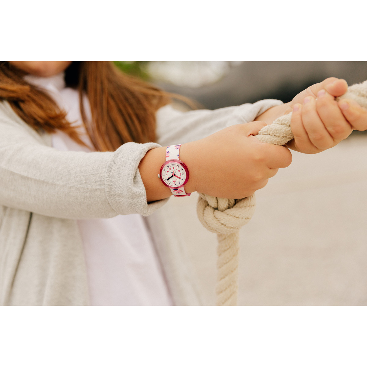 Montre FLIK FLAK Marinette & Adrien enfant plastique biosourcé bracelet PET recyclé blanc