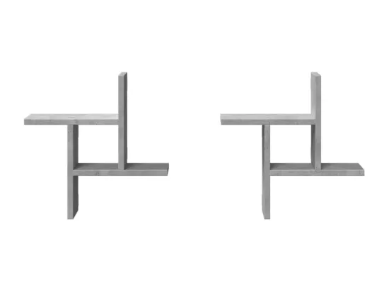 Étagères murales 2 pcs gris béton 38x12x38 cm bois d'ingénierie