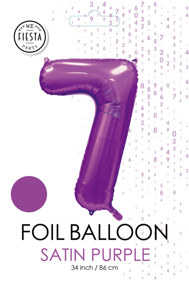 Paarse Cijfer Ballon 7 Jaar Glans 86cm