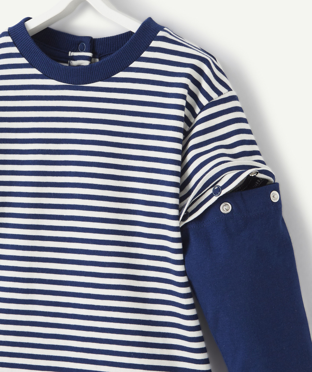 T-SHIRT ÉVOLUTIF 2 EN 1 MARINIÈRE BLEU MARINE