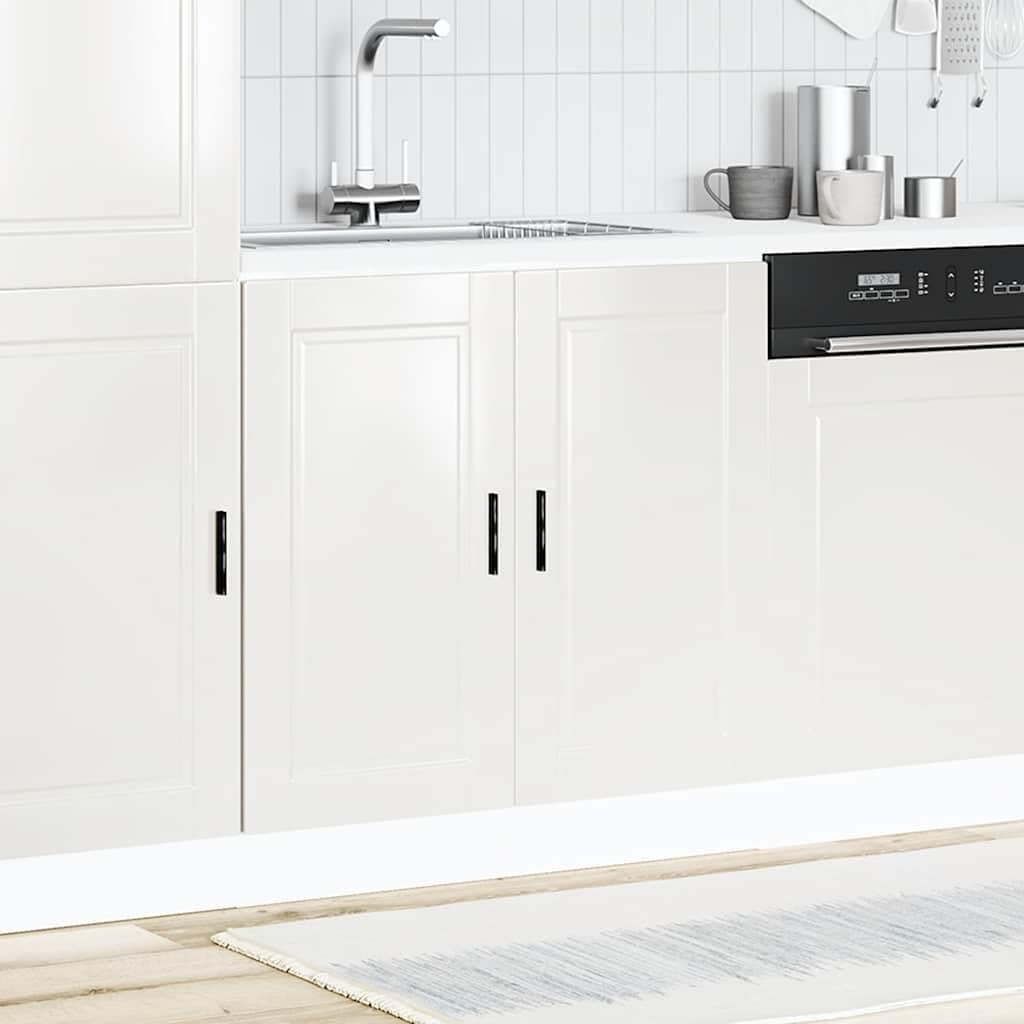 Waschbeckenunterschrank Porto weiß glänzend 80 x 46 x 81,5 cm Spanplatte mit Türen und verstellbaren Füßen, Küchenmöbel mit viel Stauraum, robustes Material