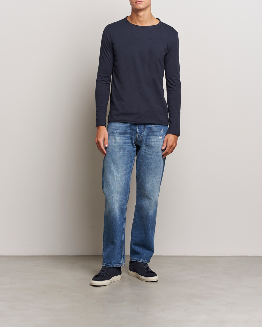 Replay Crew Neck Long Sleeve T-Shirt Night Blue