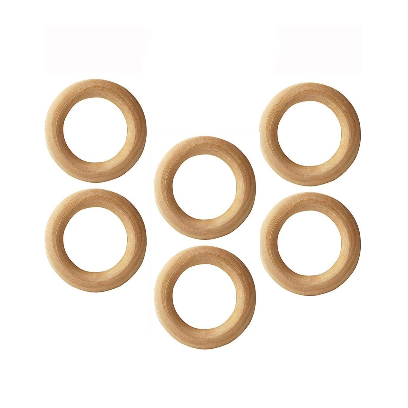 (6er Set) Ø45mm Holz Ringe DIY Naturholz Bastel Ringe für Baby Spielzeug / Makramee / Pflanzenaufhänger