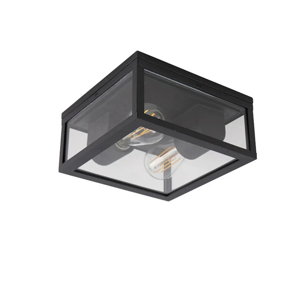 Qazqa plafondlampen buiten charlois zwart e27