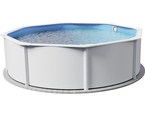 Opzetzwembadset van staalwand Planet Pool Vision-Pool Classic rond Ø 450x120 cm incl. zandfiltersysteem, ladder, ingebouwde skimmer, filterzand & aansluitslang wit