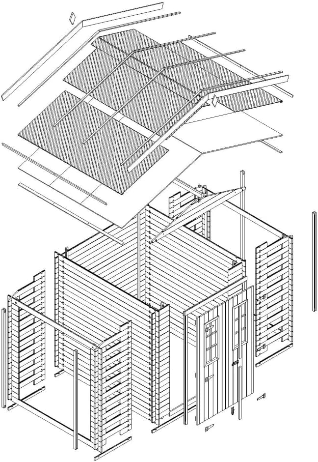 Holzhaus Gartenhaus mit Brennholzschuppen TIMBELA M391C - Gartenschuppen Holz B328xL206xH218 cm/ 3,53 + 0,97 + 0,97 m2 Lagerschuppen für Garten - Fahrrad Schuppen - Wasserfestes Dach