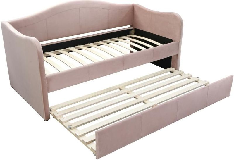 Bedbankje MATHILDE - Roze - 100% Polyester, MDF, Fluweel