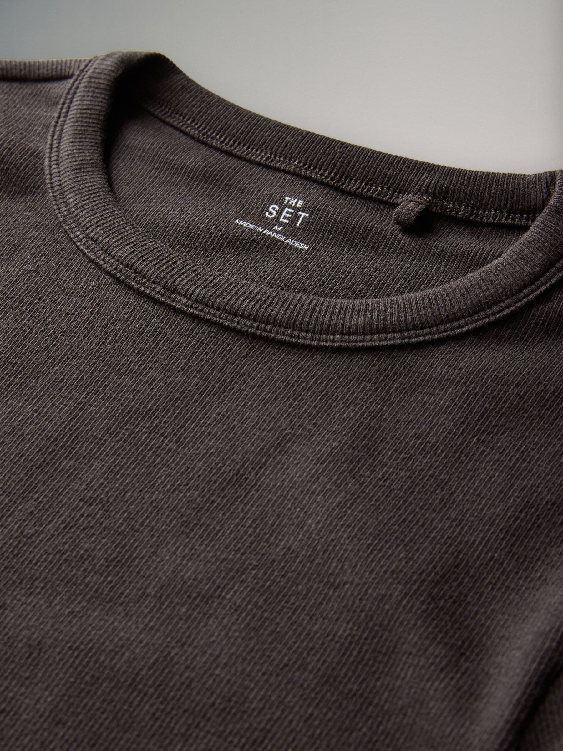Zwart/chocoladebruin/crème - The Set van 3 geribbelde T-shirts met lange mouwen