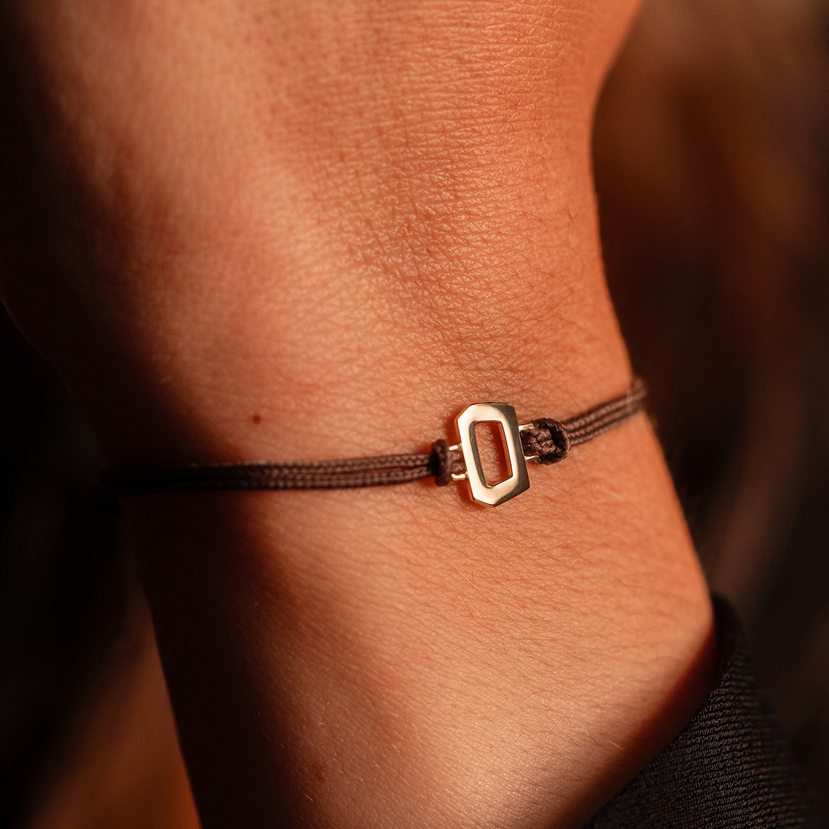 Bracelet boucle or recyclé 750 jaune double cordon chocolat 18cm