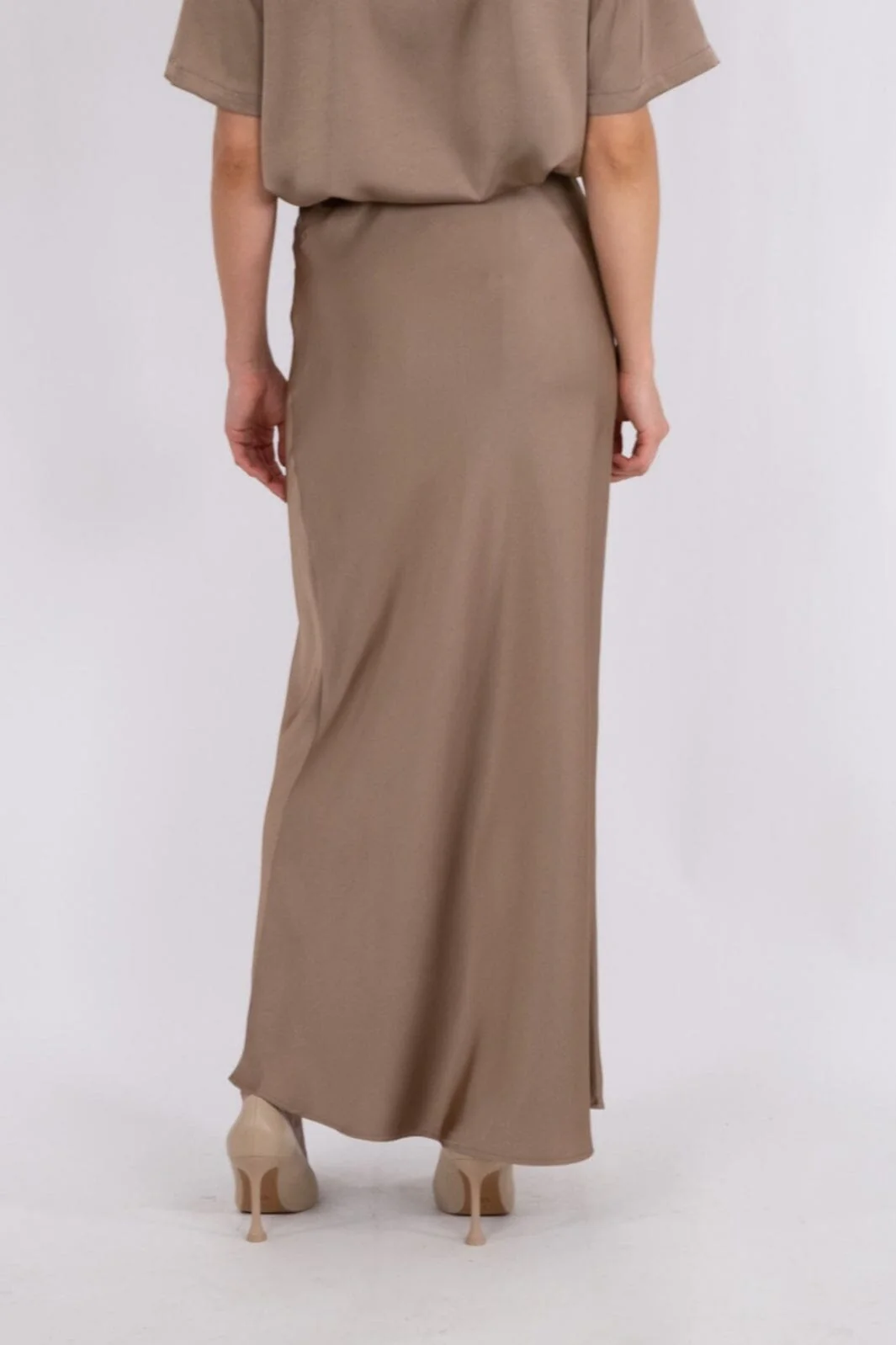 Neo Noir Vicky Heavy Sateen Skirt dark taupe
