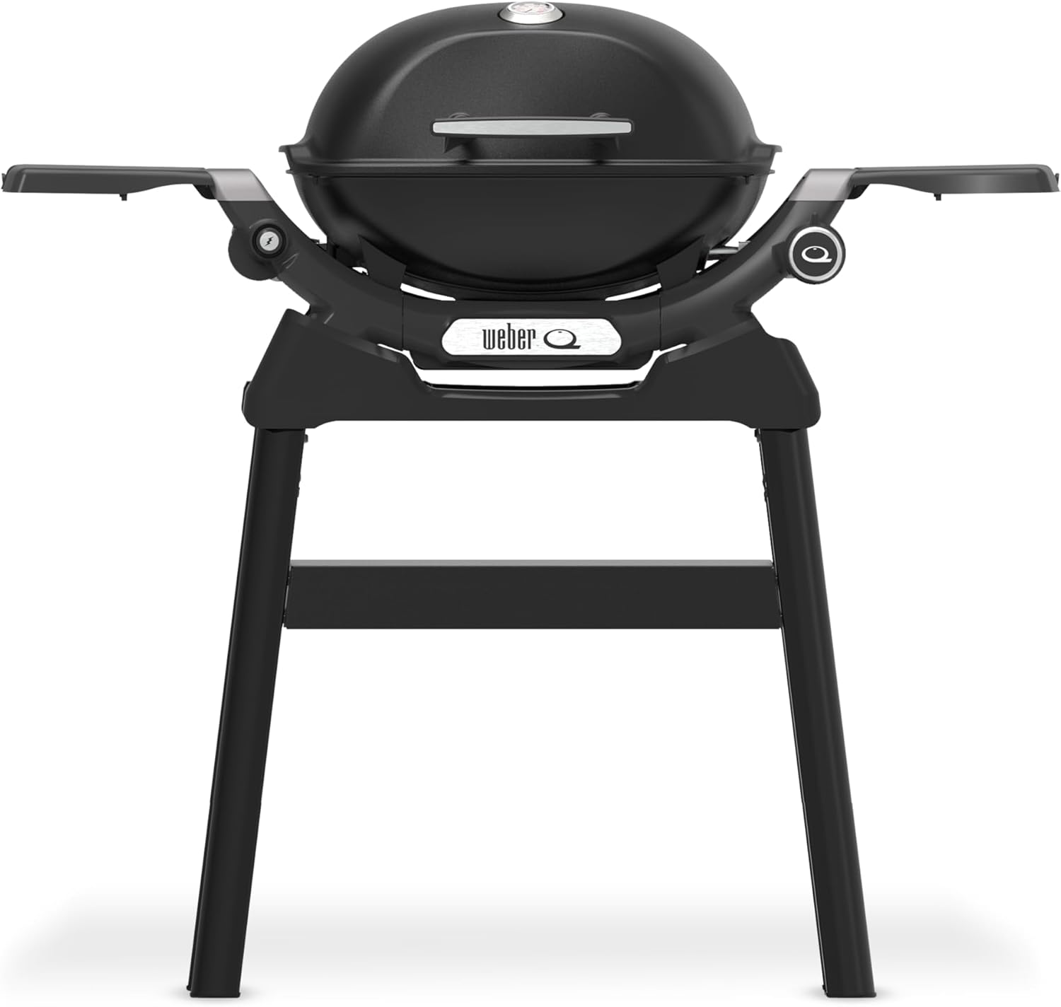 Weber Q 1200N Gasgrill mit Seitentischen & kompakten Stand/Grill für Terrassen und Balkone mit Hochleistungsbrennern, porzellanemaillierten Gussrosten und elektronischer Zündung, Mitternachtsschwarz