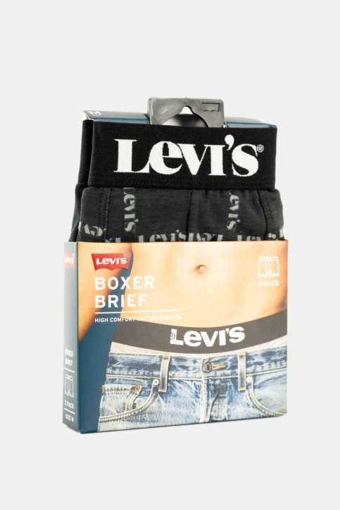 calecons et slips levi's® logo plaid boxer brief 2p noir