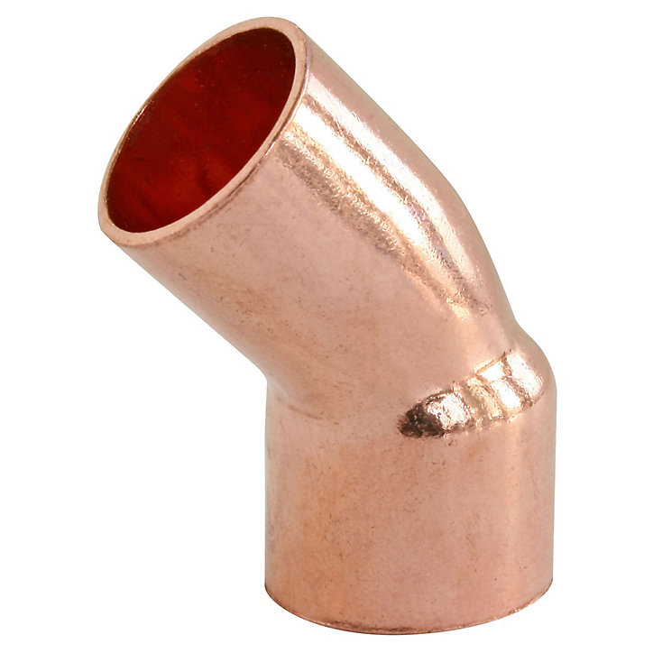 Coude petit rayon à souder embouts mâle femelle angle 45° pour tube cuivre Ø16, lot de 2