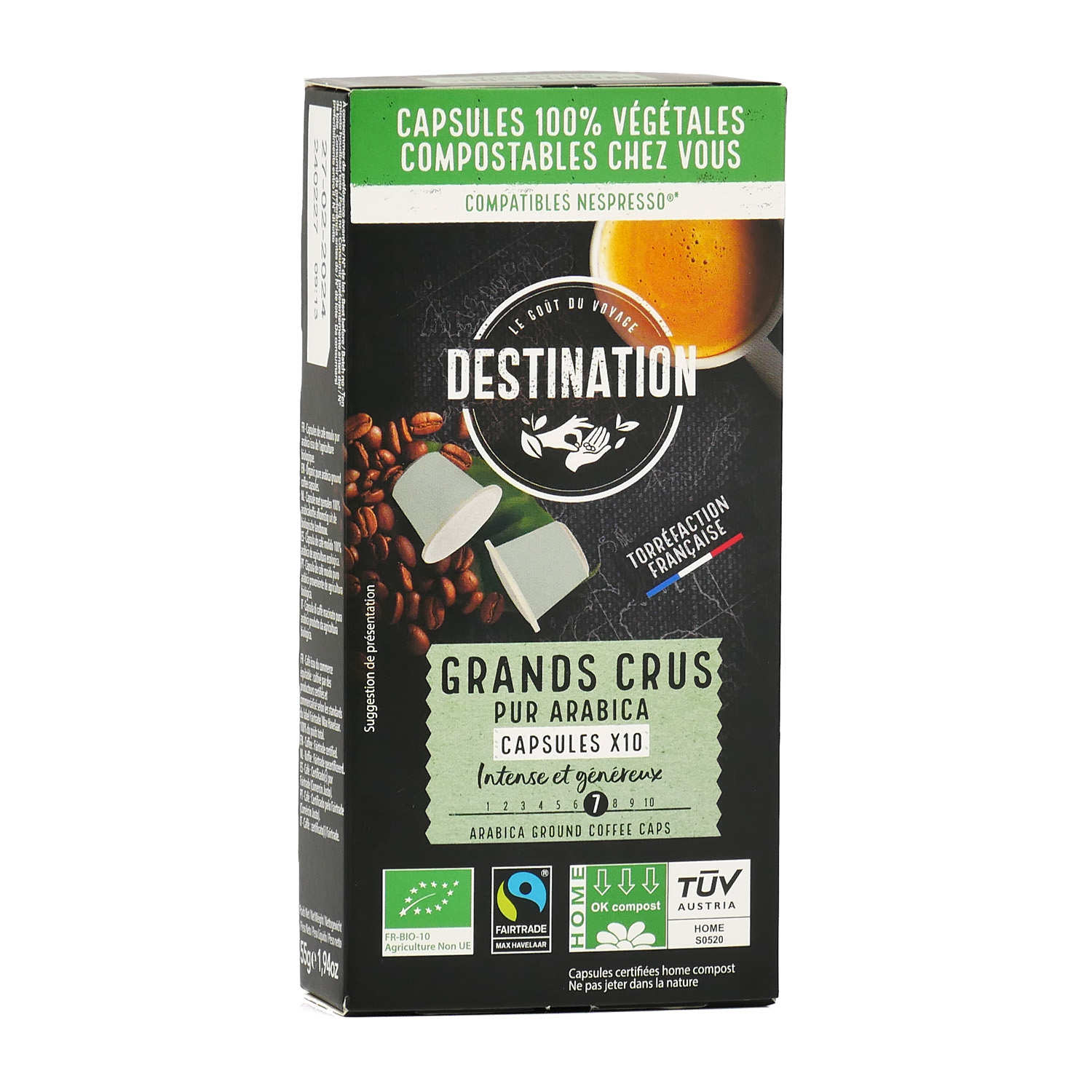 Café Grands Crus Pur Arabica Bio Equitable - Capsules Homecompost compatibles Nespresso