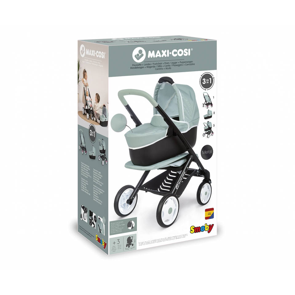 Smoby Maxi Cosi en Quinny Combi 3 in 1 poppenwagen - groen