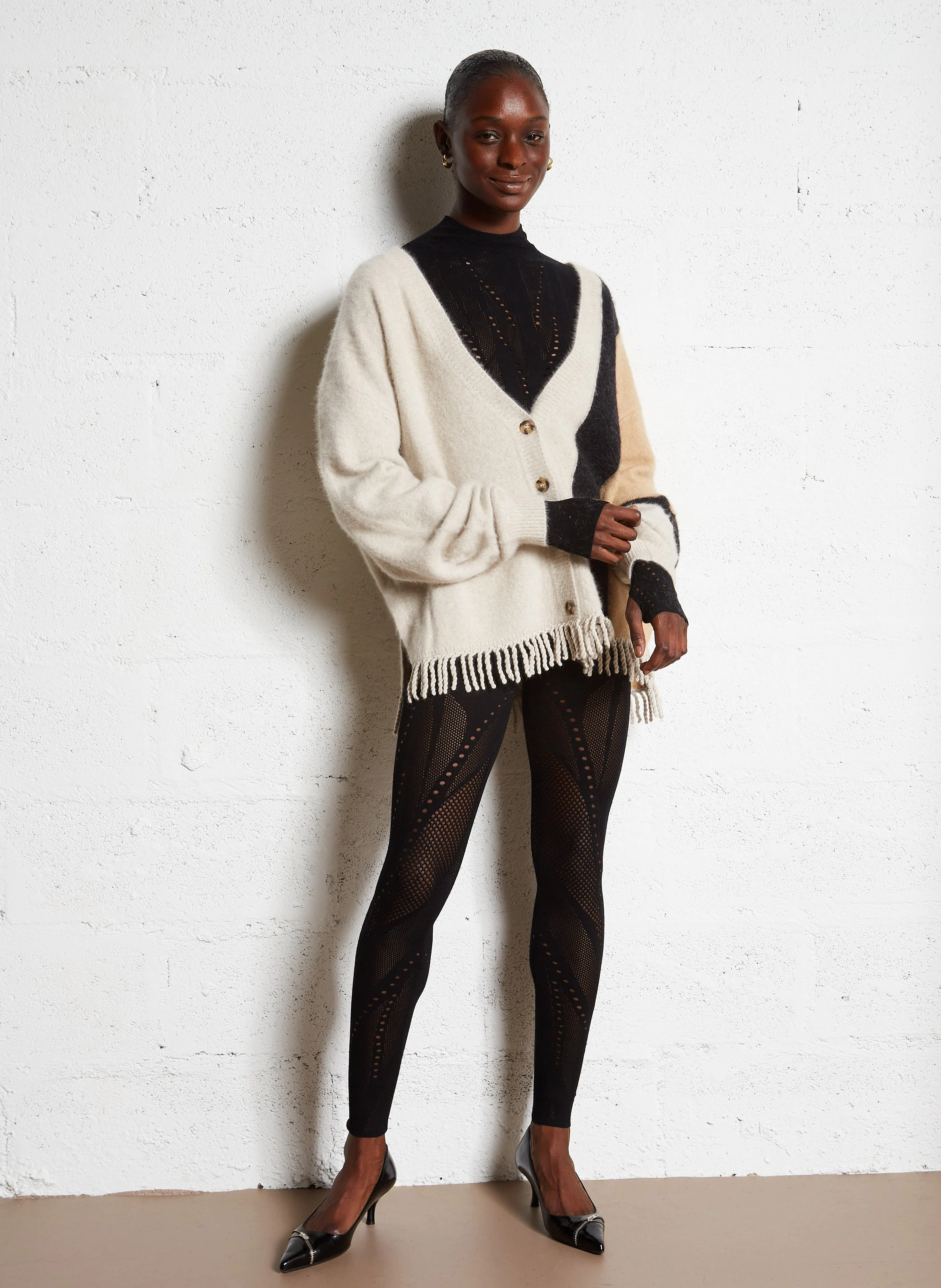 BODEN - Legging en maille ajourée | Noir